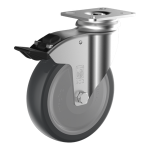 Demotech EP LAR 02/100/32K-FA-FSTF EP totálfékes forgóvillás talpas készülékgörgő, porvédős, Ø100 mm termék fő termékképe
