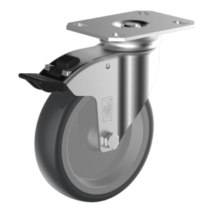 Demotech EP LAR 02/100/32G-FSTF EP totálfékes forgóvillás talpas készülékgörgő, Ø100 mm termék fő termékképe