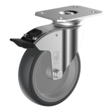 Wicke EP LAR 02/100/32G-FSTF WICKE EP totálfékes forgóvillás talpas készülékgörgő, Ø100 mm