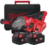 Milwaukee M18 FSAG125X-502X FUEL™ akkus szénkefe nélküli sarokcsiszoló (2 x 5.0 Ah Li-ion akkuval)  (PROMO)