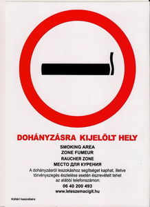 Dohányzásra kijelölt hely PVC tábla 1mm A4 termék fő termékképe