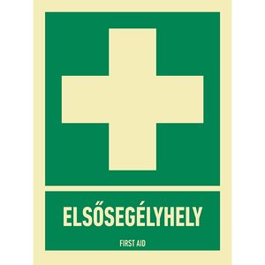 Elsősegélyhely PVC tábla 150x200 termék fő termékképe