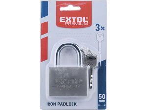 Extol Premium Lakat,vas,matt nikkel 3db kulccsal,50mm edzett acél termék fő termékképe