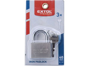 Extol Premium Lakat,vas,matt nikkel 3db kulccsal,40mm edzett acél termék fő termékképe