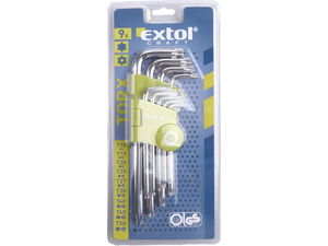 Extol Craft Torx kulcs klt. Cr40. 9db/csomag , egyik vége lyukas termék fő termékképe