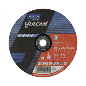 Norton Vulcan inox vágókorong 230x2,5x22,23mm A30S, 25 db/csomag termék fő termékképe