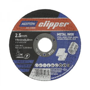 Norton Clipper fém-inox vágókorong 115x2,5x22,23mm A46S, 25 db/csomag termék fő termékképe