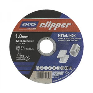 Norton Clipper fém-inox vágókorong 125x1,0x22,23mm A60S, 25 db/csomag termék fő termékképe