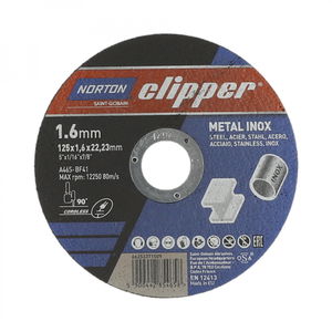 Norton Clipper fém-inox vágókorong 125x1,6x22,23mm A46S, 25 db/csomag termék fő termékképe