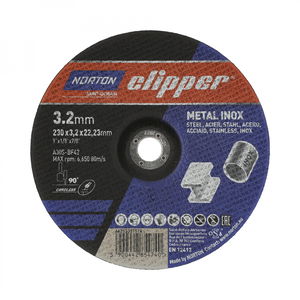 Norton Clipper fém-inox vágókorong 230x3,2x22,23mm A30S, 25 db/csomag termék fő termékképe