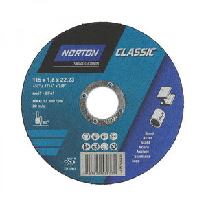 Norton Classic vágókorong 115x1,6x22,23 mm A46T, 25 db/csomag termék fő termékképe