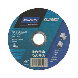 Norton Classic vágókorong 125x1,6x22,23 mm A46T, 25 db/csomag termék fő termékképe