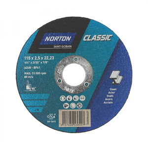 Norton Classic vágókorong 115x2,5x22,23 mm A24R 5 db, 5x5 db/csomag termék fő termékképe