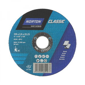 Norton Classic vágókorong 125x2,5x22,23 mm A24R 5 db, 5x5 db/csomag termék fő termékképe