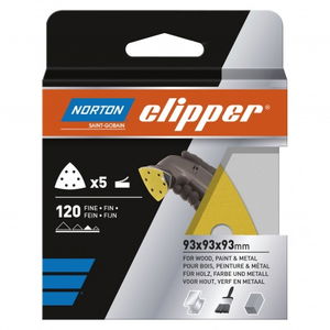 Norton Clipper Q131F delta tépőzáras csiszolólap 93x93x93mm P120, 5 db/csomag termék fő termékképe