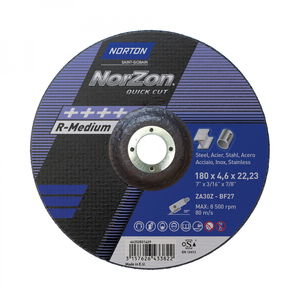 Norton Norzon Quick Cut tisztítókorong 180x4,6x22,23 mm ZA30Z, 25 db/csomag termék fő termékképe