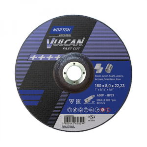 Norton Vulcan Fast Cut fém tisztítókorong 180x8,0x22,23mm, 10 db/csomag termék fő termékképe