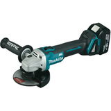 Makita DGA506RTJ akkumulátoros sarokcsiszoló (2 x 5.0 Ah Li-ion akkuval, MAKPAC kofferben)