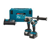 Makita DLX2432TJ szénkefe nélküli akkumulátoros gépcsomag (2 x 5.0 Ah Li-ion akkuval, MAKPAC kofferben)