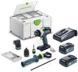 Festool QUADRIVE TDC 18/4 5,0/4,0 I-Set akkus szénkefe nélküli fúró-csavarbehajtó (1 x 4.0 Ah és 1 x 5.0 Ah Li-ion akkuval)