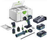 Festool QUADRIVE TPC 18/4 5,0/4,0 I-Set/XL akkus ütvefúró-csavarbehajtó (1 x 4.0 Ah és 1 x 5.0 Ah Li-ion akkuval)