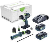 Festool QUADRIVE TDC 18/4 5,0/4,0 I-Plus akkus szénkefe nélküli fúró-csavarbehajtó (1 x 4.0 Ah és 1 x 5.0 Ah Li-ion akkuval)