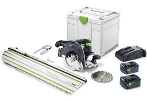 Festool HKC 55 5,0 EBI-Set-FSK 420 akkus szénkefe nélküli kézi billenőbúrás körfűrész (2 x 5.0 Ah Li-ion akkuval) termék fő termékképe