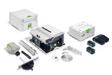 Festool CSC SYS 50 EBI-Plus akkus szénkefe nélküli asztali körfűrész (2 x 5.0 Ah Li-ion akkuval)