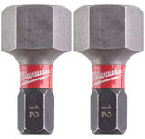 Milwaukee Shockwave Impact Duty™ csavarozó bit, 25 mm, Hex 12 mm, 2 db/bliszter