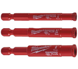 Milwaukee Diamond Plus™ nedves / száraz lyukfúró készlet, 3 darabos, Ø 6 / 8 / 10 mm termék fő termékképe