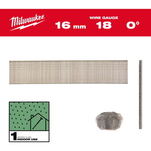 Milwaukee Finish szeg, fej nélküli, gyantával bevont, galvanizált, 18 Gauge, 0°, SC1, 1.05 x 1.25 x 16 mm, 10000 db/csomag termék fő termékképe