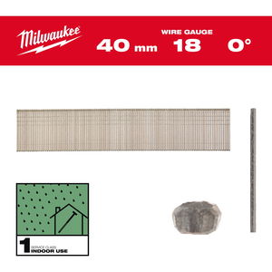 Milwaukee Finish szeg, fej nélküli, gyantával bevont, galvanizált, 18 Gauge, 0°, SC1, 1.05 x 1.25 x 40 mm, 5000 db/csomag termék fő termékképe