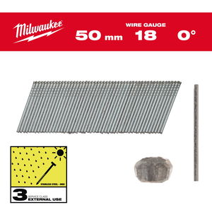 Milwaukee Finish szeg, fej nélküli, rozsdamentes, 18 Gauge, 0°, SC3, 1.05 x 1.25 x 50 mm, 5000 db/csomag termék fő termékképe