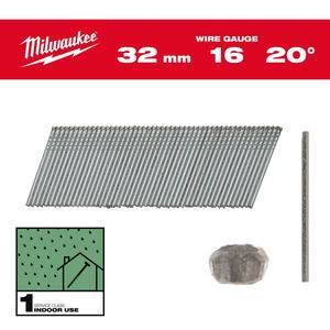 Milwaukee Finish szeg, fej nélküli, galvanizált, 16 Gauge, 20°, 1.35 x 32 mm, 2000 db/csomag termék fő termékképe