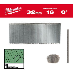 Milwaukee Finish szeg, fej nélküli, galvanizált, 16 Gauge, 0°, SC1, 1.6 x 32 mm, 5000 db/csomag termék fő termékképe