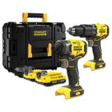 Stanley SFMCK461D2T FATMAX® 18 V COMBO akkus gépcsomag (2 x 2.0 Ah Li-ion akkuval, TSTAK kofferben)