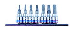 King Tony 7 részes 1/4˝-os furatos torx bitfejkészlet  sínen 2107PR