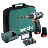 METABO POWERMAXX BS akkumulátoros fúró-csavarozó (2 x 2.0 Ah Li-Power akkuval, szerszámtáskában) + SP bitkészlet (15 részes)