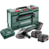 METABO W 18 L 9-125 QUICK akkumulátoros sarokcsiszoló (3 x 4.0 Ah Li-Power akkuval, metaBOX kofferben)