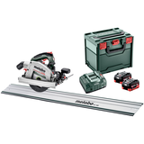 METABO KS 18 LTX 66 BL SET szénkefe nélküli akkumulátoros kézi körfűrész (2 x 8.0 Ah LiHD akkuval, metaBOX kofferben) + FS 160 vezetősín