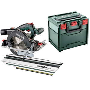 METABO KS 18 LTX 57 SET akkumulátoros kézi körfűrész (akku és töltő nélkül, metaBOX kofferben) + KSF 44 fejező sín termék fő termékképe