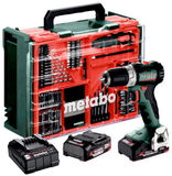 METABO BS 18 L BL Set akkumulátoros fúró-csavarozó (2 x 2.0 Ah Li-Power akkuval, műanyag hordtáskában) + mobil műhely