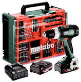 METABO BS 18 L Set akkumulátoros fúró-csavarozó (2 x 2.0 Ah Li-Power akkuval, műanyag hordtáskában) + mobil műhely