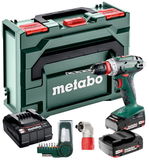 METABO BS 18 QUICK SET akkumulátoros fúró-csavarozó (2 x 2.0 Ah Li-Power akkuval, metaBOX kofferben) + bitkészlet