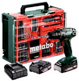 METABO BS 18 SET akkumulátoros fúró-csavarozó (2 x 2.0 Ah Li-Power akkuval, műanyag hordtáskában) + mobil műhely