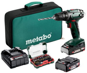 METABO BS 18 Set akkumulátoros fúró-csavarozó (2 x 2.0 Ah Li-Power akkuval, szerszámtáskában) + SP bitkészlet (32 részes) termék fő termékképe