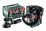 METABO SET SXA 18 LTX 125 BL szénkefe nélküli akkumulátoros excentercsiszoló + AS 18 L PC Compact akkumulátoros porszívó (akku és töltő nélkül, metaBOX kofferrel)