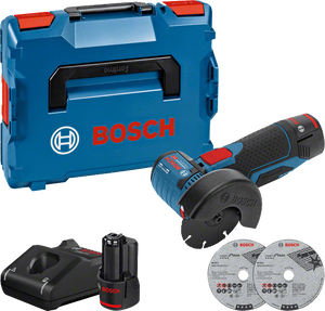 Bosch GWS 12V-76 akkus sarokcsiszoló (2 x 3.0 Ah Li-ion akkuval, L-BOXX-ban) termék fő termékképe