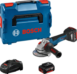 Bosch GWS 18V-10 PSC akkus szénkefe nélküli sarokcsiszoló (2 x 5.0 Ah Li-ion akkuval) termék fő termékképe