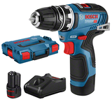 Bosch GSR 12V-35 FC akkus fúró-csavarozó fúrótokmány adapterrel (2 x 3.0 Ah Li-ion akkuval, L-BOXX-ban)